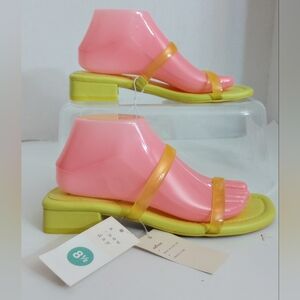 NWT Women's slide sandals, A New Day Memory Foam, yellow green, size 8.5